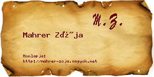 Mahrer Zója névjegykártya